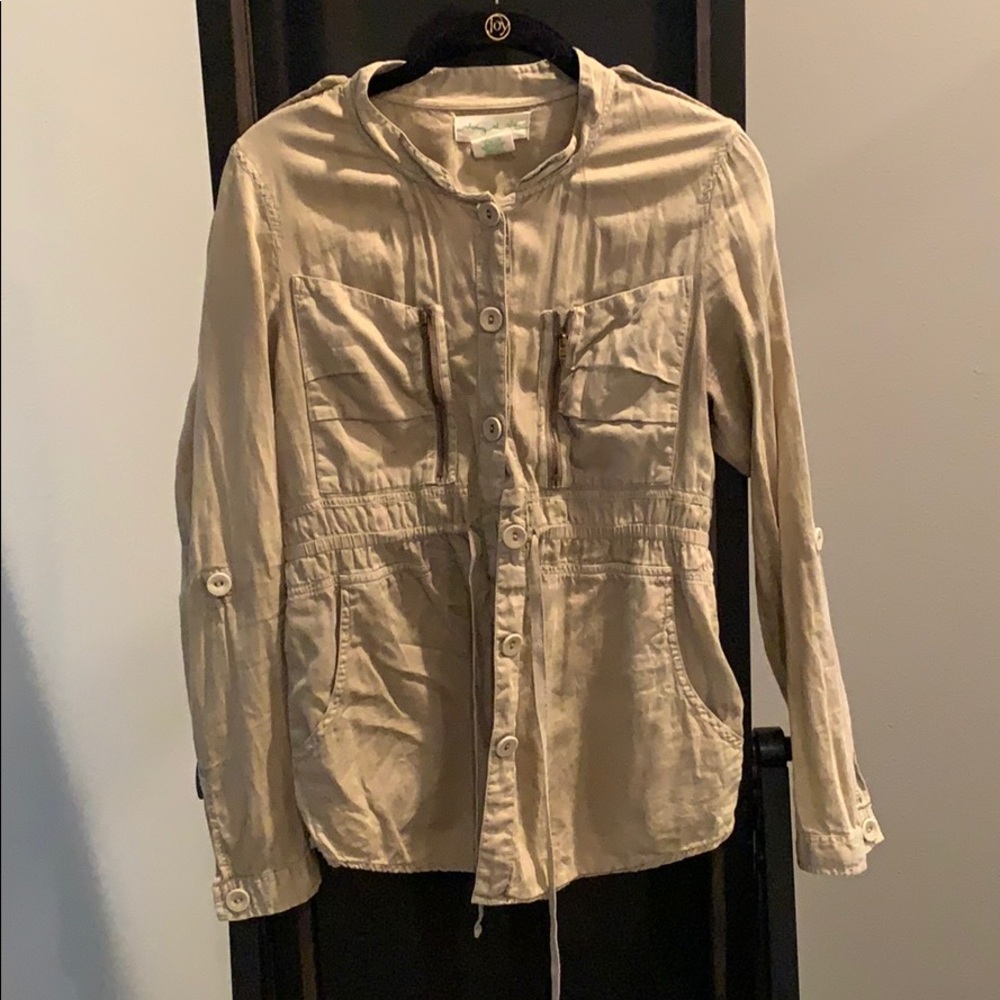 Olive green military inspired long sleeve shirt